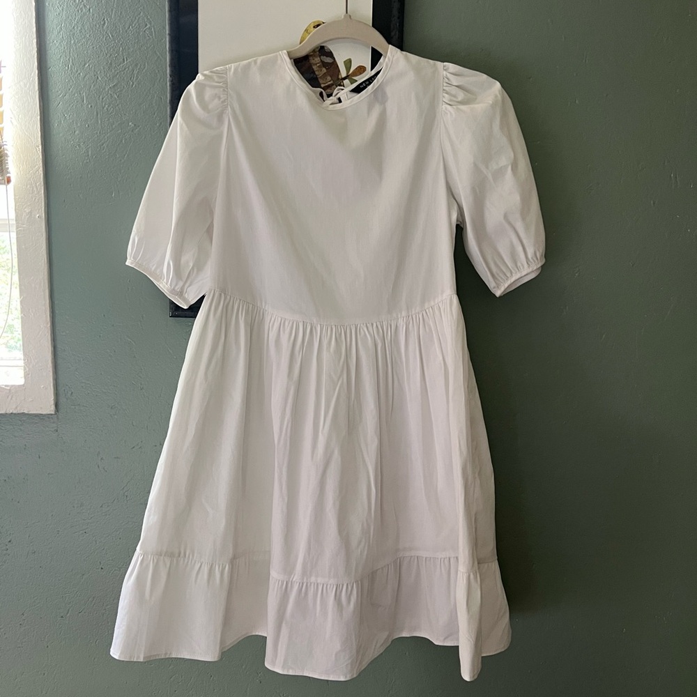 ASOS New Look Petite White Tiered Ruffled A-Line Sundress